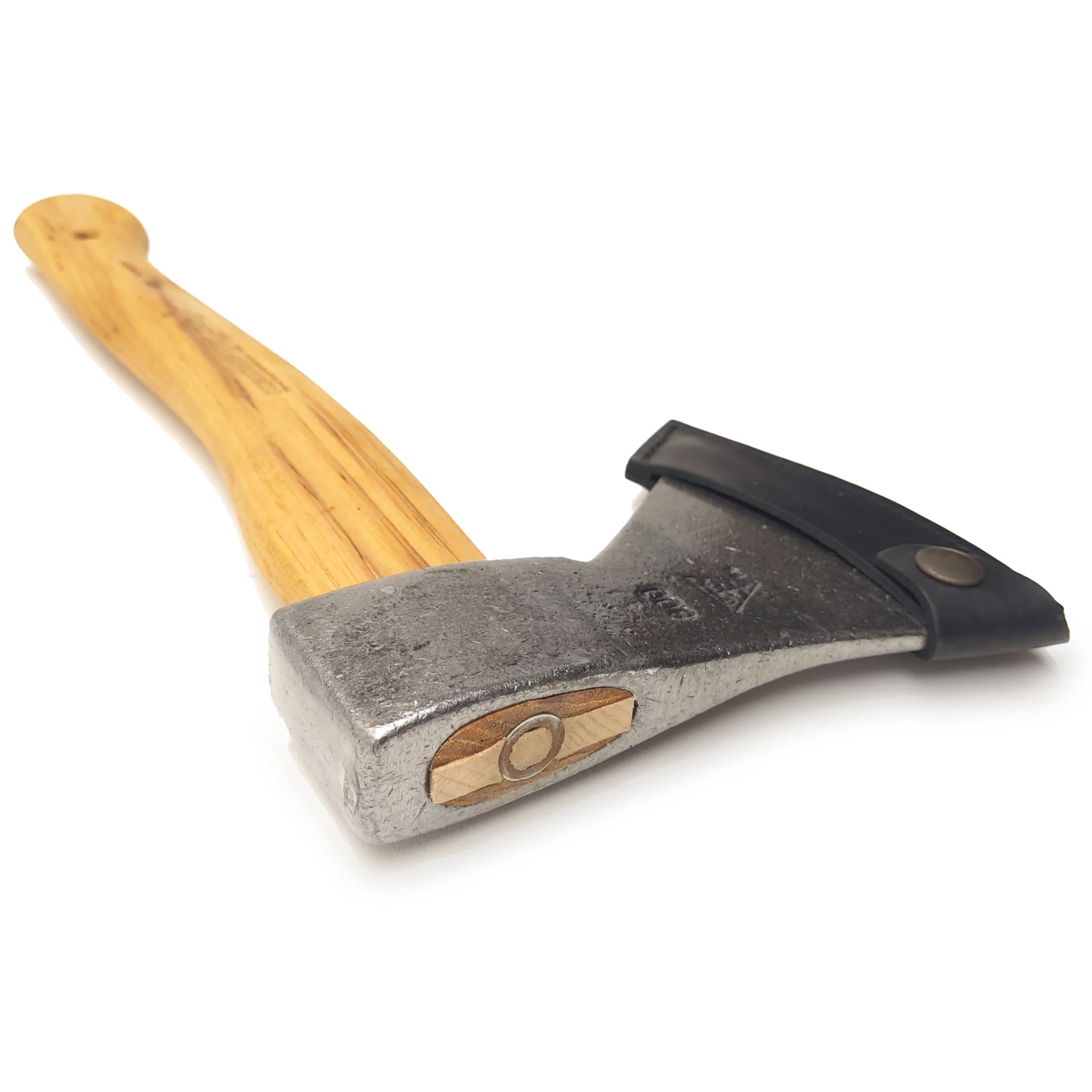 Hacha de mano - 800 gramos - mango de nogal americano - protección de cuero - No. 0356